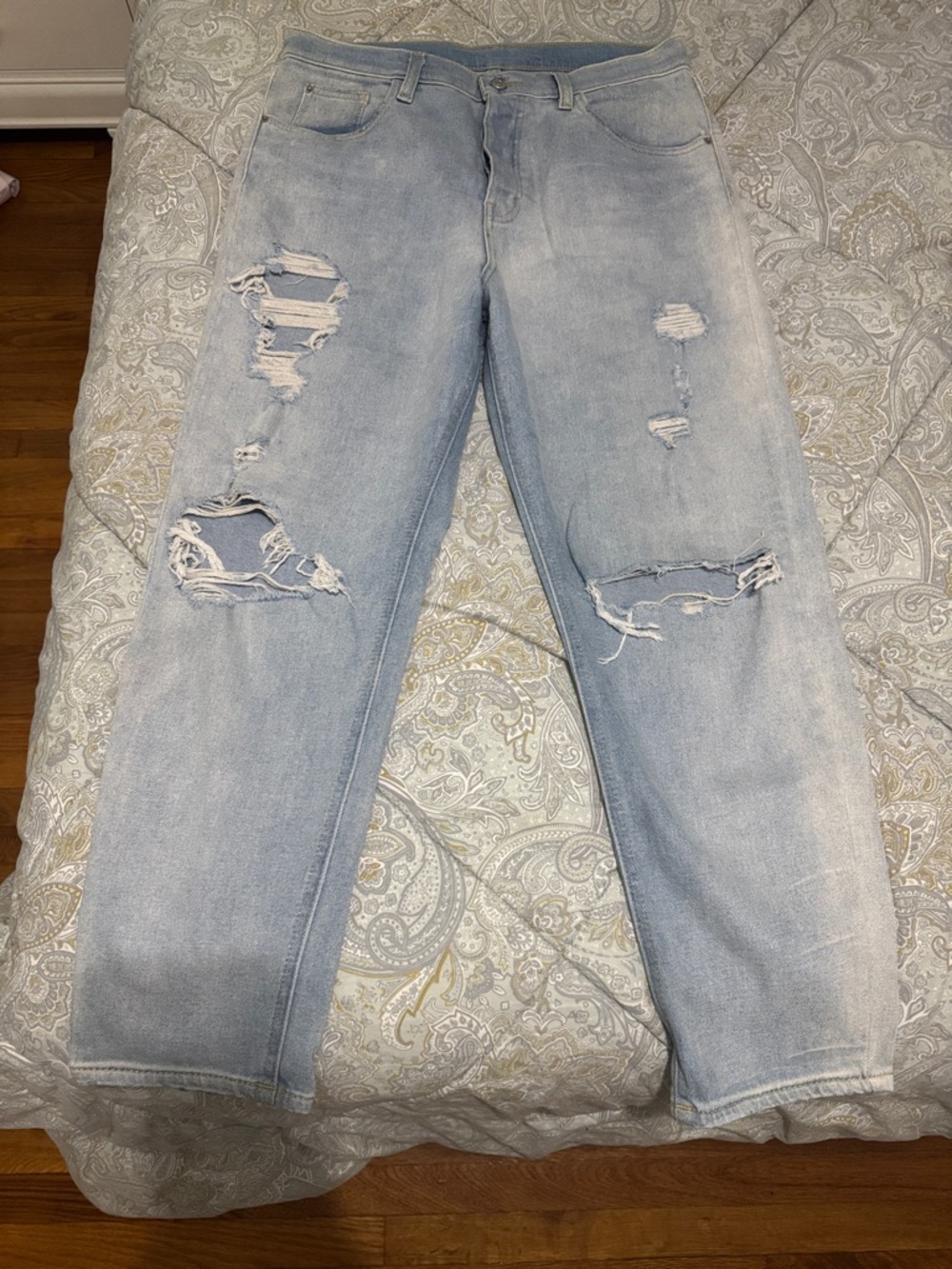 BDG High Waist Distressed Ripped Light Blue Denim Skinny Jeans 32w High Rise
